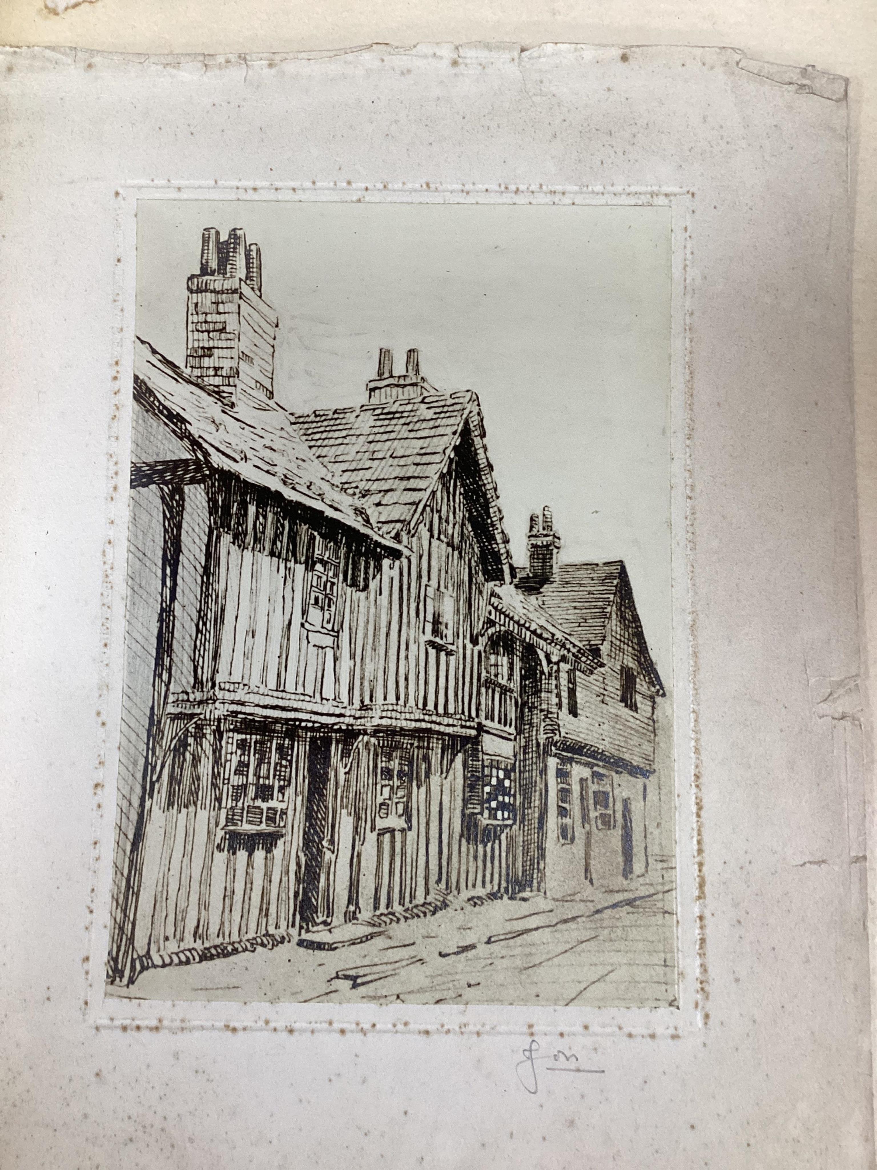 A large collection of various etchings, many signed in pencil, some local views, mounted, unframed
